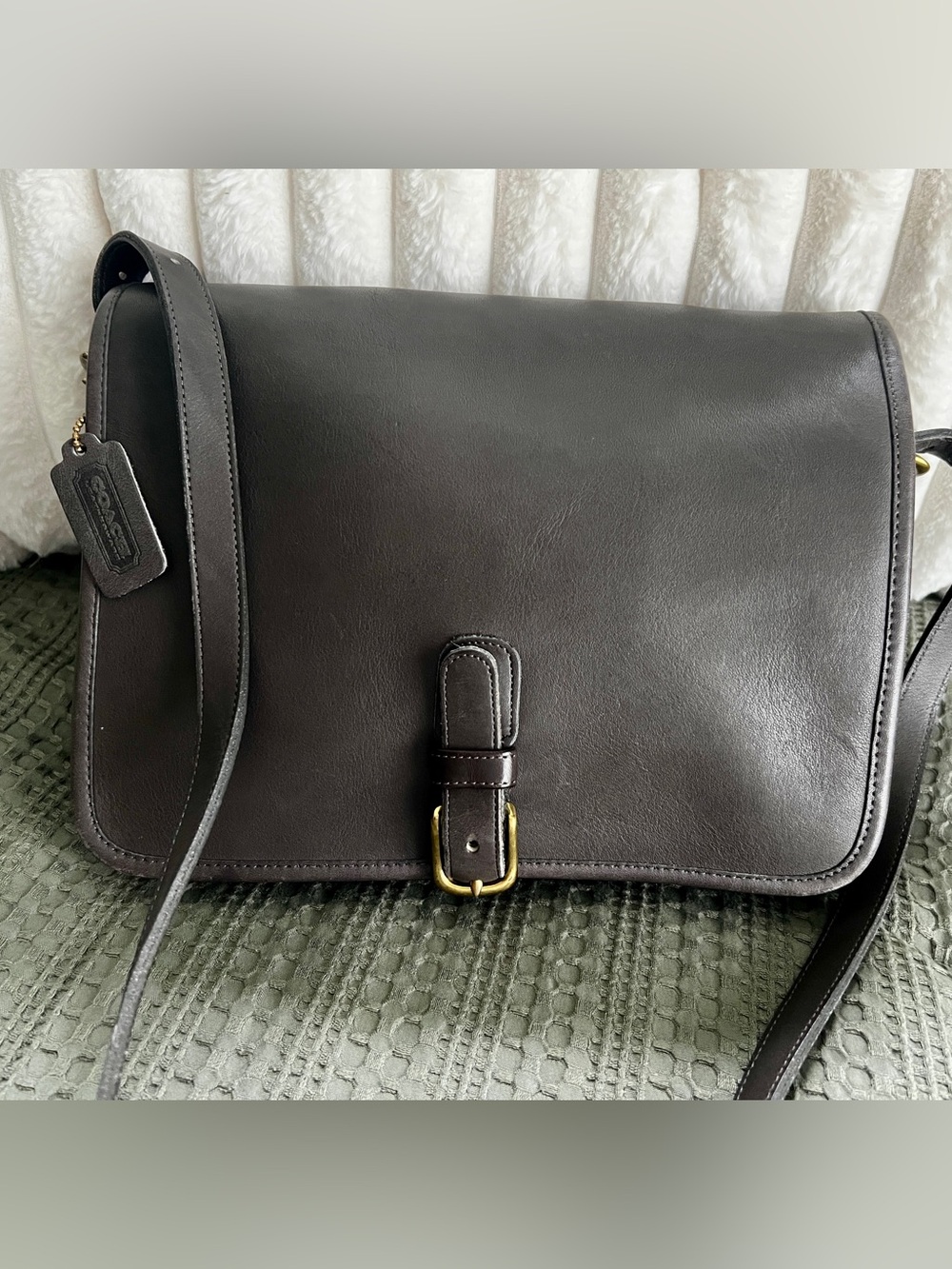 Vintage Coach NYC 9585 Large Saddle Pouch in Flannel Gray EXCELLENT